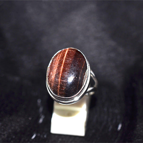 925 Sterling Silver Oval Red Tiger Eye Ring