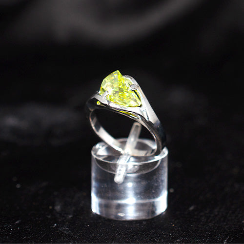 925 Sterling Silver Yellow Trillion Cut Ring
