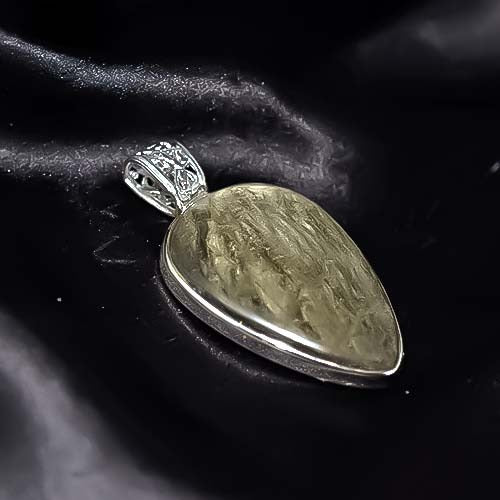 925 Sterling Silver Golden Rutilated Quartz Teardrop Pendant