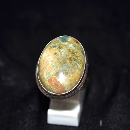 925 Sterling Silver Rainforest Jasper Oval Ring
