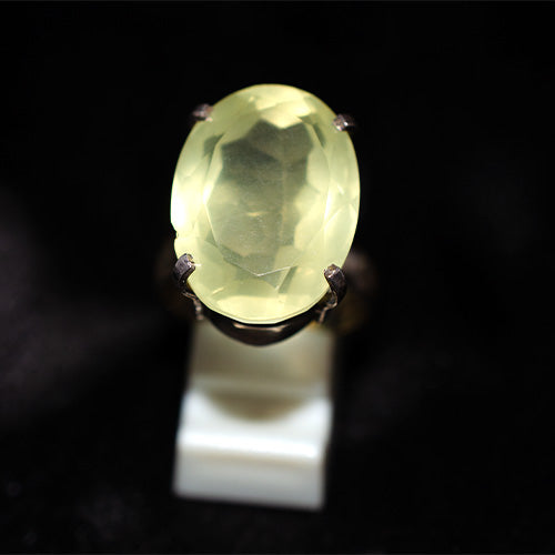 925 Sterling Silver Pale Lemon Quartz Oval High Prong Ring