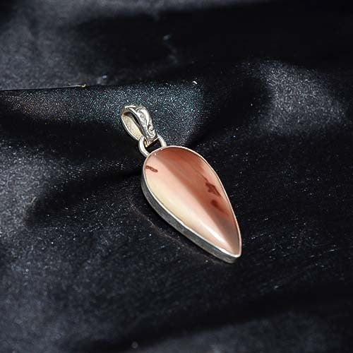 925 Sterling Silver Pink Jasper Teardrop Pendant