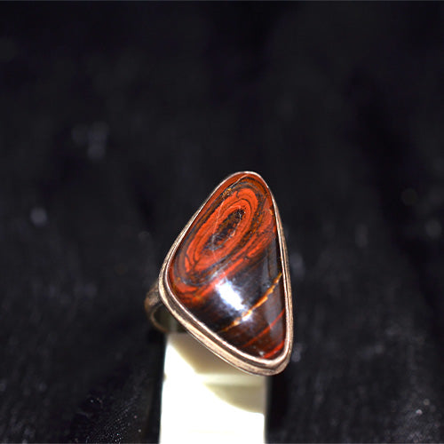 925 Sterling Silver Red Tiger Iron Teardrop Ring