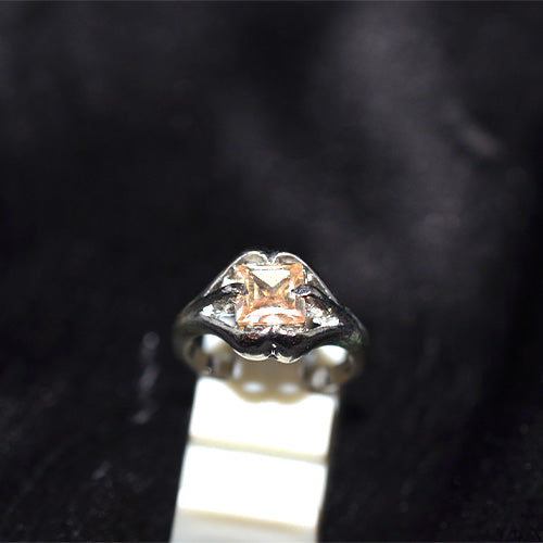 925 Sterling Silver Champagne Cubic Zirconia Vintage Ring