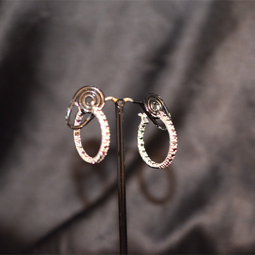 925 Sterling Silver Pink Cubic Zirconia Hoop Earrings