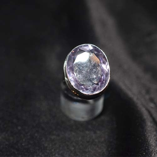 925 Sterling Silver Amethyst Deep Oval Ring