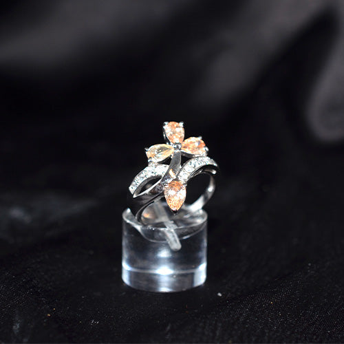 925 Sterling Silver Champagne Leaf Design Ring