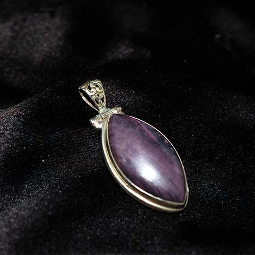 925 Sterling Silver Purple Charoite Marquise Pendant