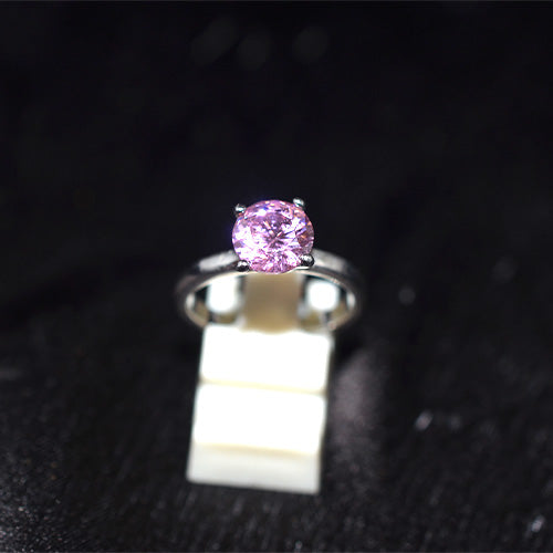 925 Sterling Silver Pink CZ Solitaire Ring
