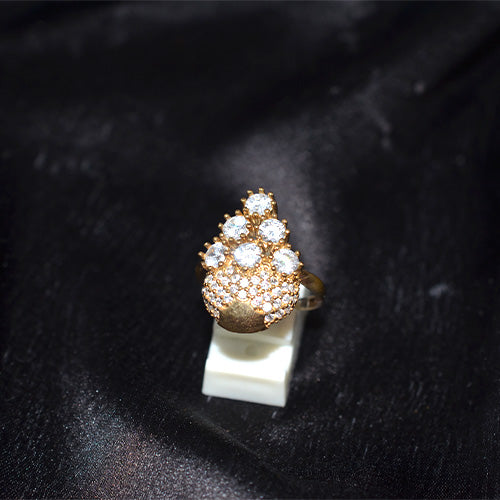 6 Carat Gold Plated Dome Cluster Crystal Ring