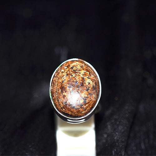 925 Sterling Silver Speckled Brown Jasper Oval Ring