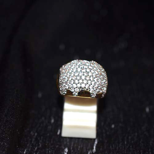 6-Carat-Gold-Plated Pave Set Crystal Dome Ring