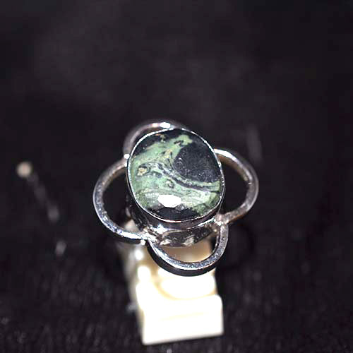 925 Sterling Silver Kambaba Jasper Clover Ring