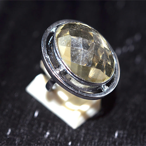 925 Sterling Silver Oval Lemon Quartz Turkish Ring with Grooved Bezel