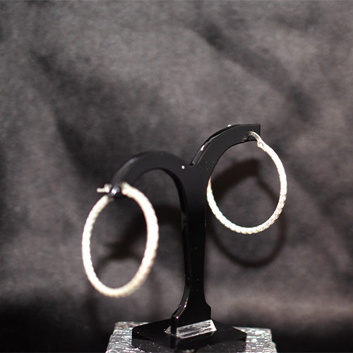925 Sterling Silver Textured Hoop Earrings