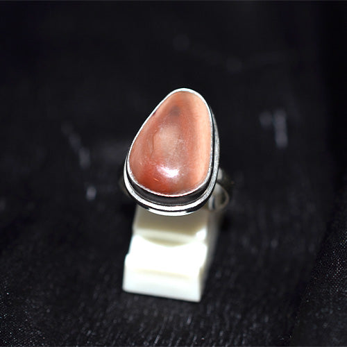 925 Sterling Silver Teardrop Peach Jasper Ring