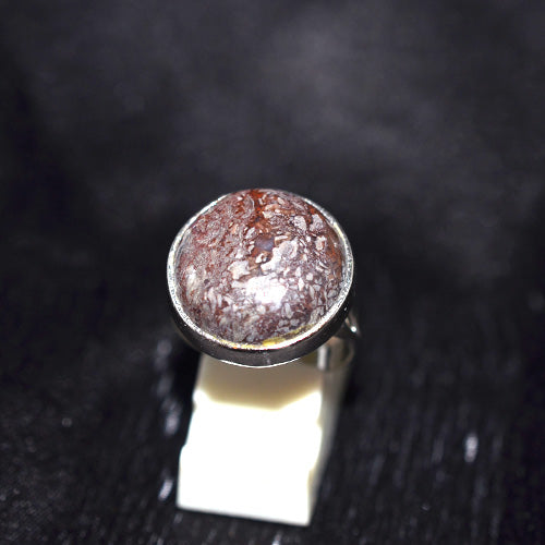925 Sterling Silver Round Fossil Coral Ring