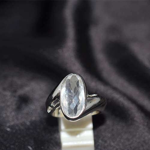 925 Sterling Silver White Topaz Openwork Ring