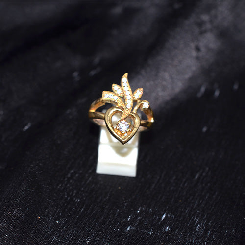 6 Carat Gold Plated Turkish Cubic Zirconia Heart Wing Ring