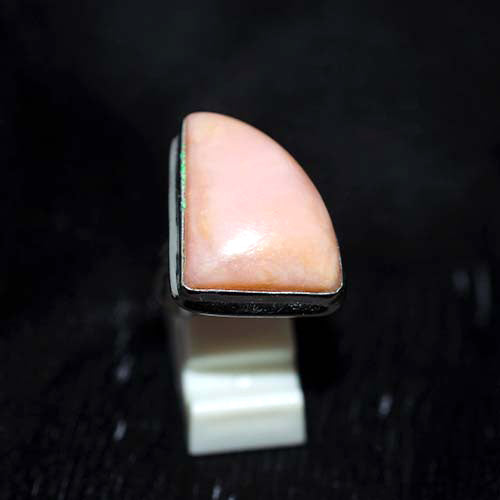 925 Sterling Silver Pink Opal Geometric Ring