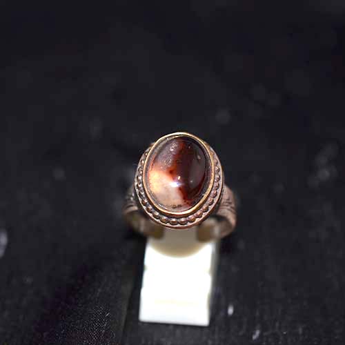 925 Sterling Silver Brown Onyx Etched Band Ring