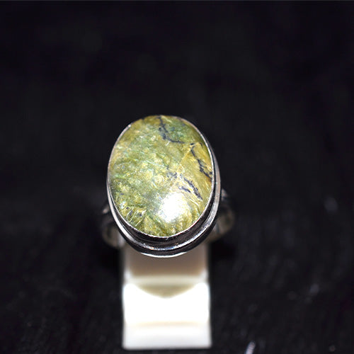 925 Sterling Silver Veined Serpentine Oval Ring