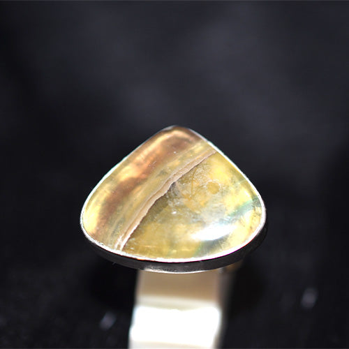 925 Sterling Silver Freeform Bi-Color Fluorite Ring