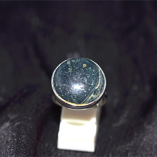925 Sterling Silver Ocean Jasper Round Ring