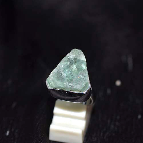 925 Sterling Silver Raw Green Fluorite Ring
