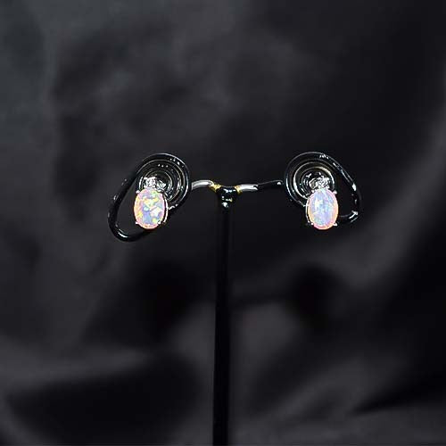 925 Sterling Silver Opal Oval Stud Earrings