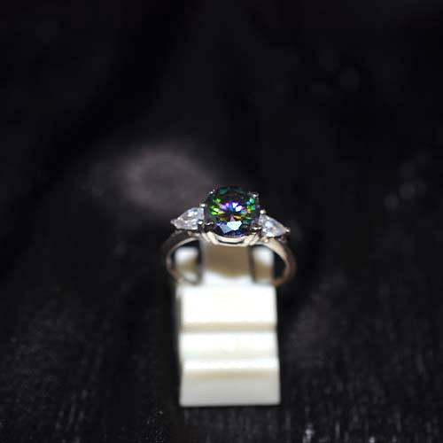 925 Sterling Silver Mystic Topaz Pear Accent Ring