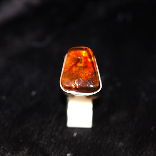 925 Sterling Silver Rectangular Amber Ring