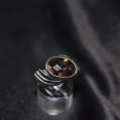 925 Sterling Silver Smoky Quartz Swirl Ring