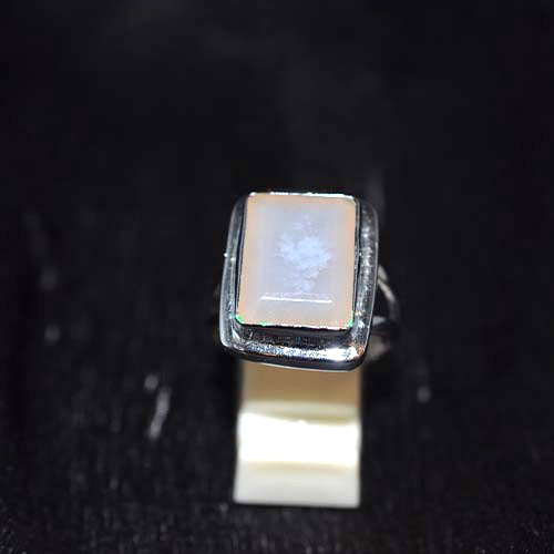 925 Sterling Silver Rectangular Rainbow Moonstone Ring