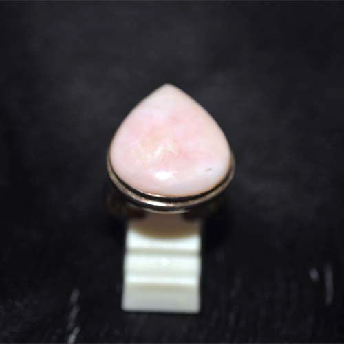 925 Sterling Silver Pink Opal Full Bodied Teardrop Ring