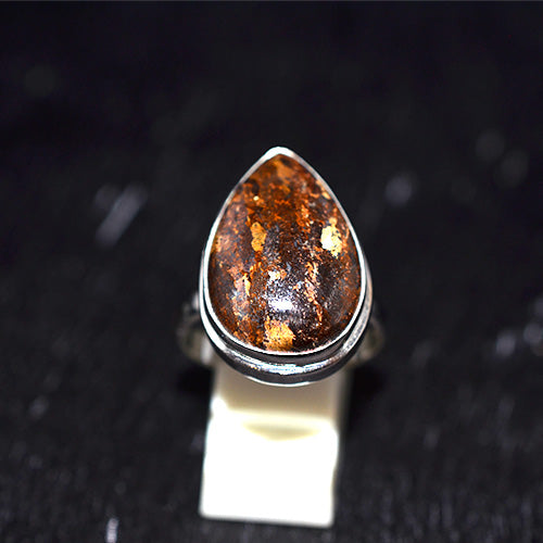 925 Sterling Silver Bronzite Teardrop Ring