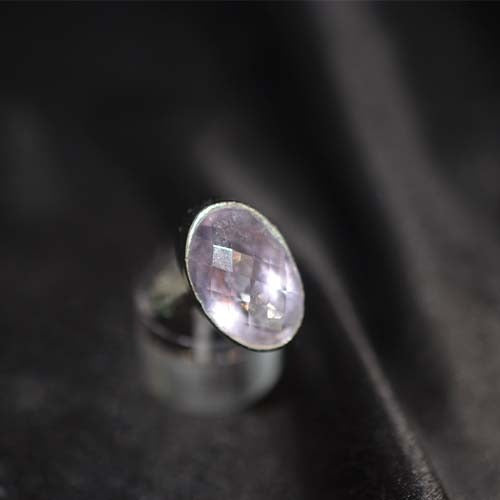925 Sterling Silver Rose Quartz Bezel Oval Ring