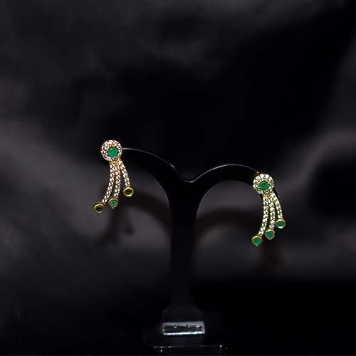 6 Carat Gold Plated and Emerald Drop Earrings