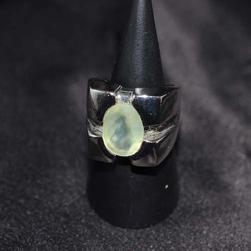925 Sterling Silver Prehnite Modern Geometric Ring
