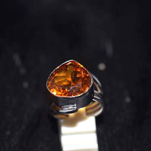 925 Sterling Silver Freeform Citrine Split Shank Ring
