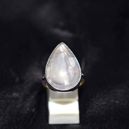 925 Sterling Silver Rose Quartz Teardrop Ring