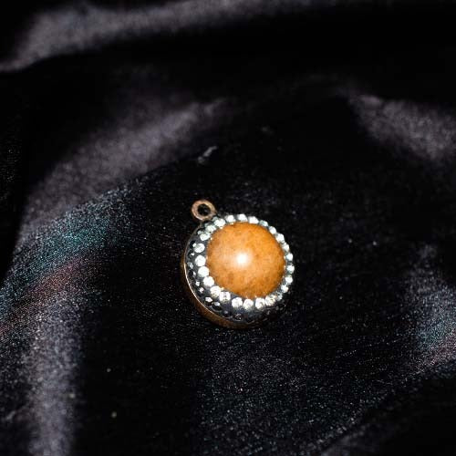925 Sterling Silver Brown Jasper Round Pendant