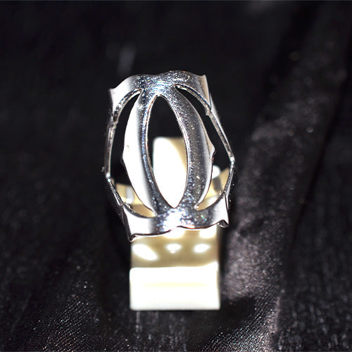 925 Sterling Silver Abstract Openwork Armor Ring