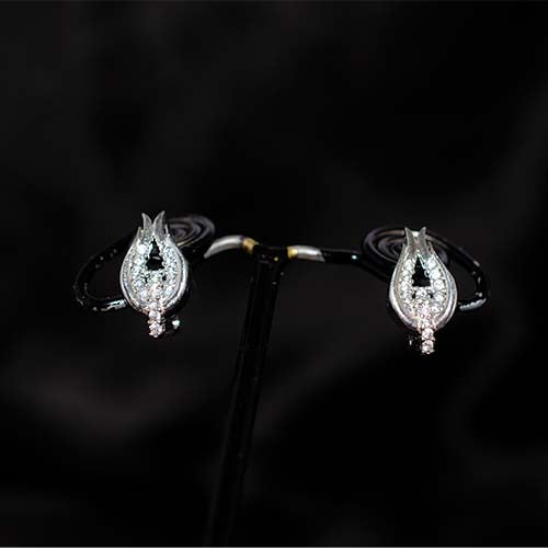 925 Sterling Silver White Crystal Tulip Stud Earrings