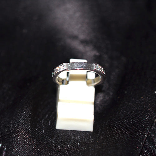 925 Sterling Silver Cubic Zirconia Bar Set Band Ring