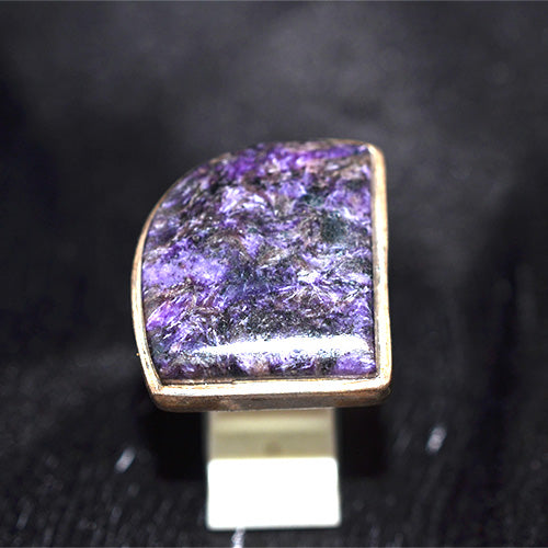 925 Sterling Silver Shield Cut Charoite Ring