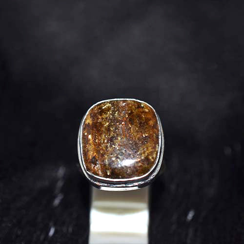 925 Sterling Silver Brown Jasper Cushion Ring