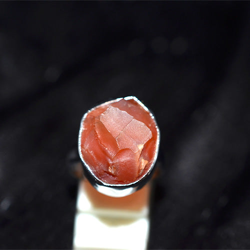 925 Sterling Silver Raw Carnelian Gemstone Ring