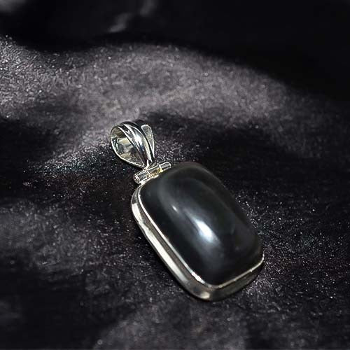925 Sterling Silver Black Onyx Bold Rectangular Pendant