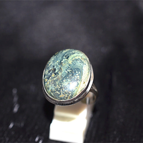 925 Sterling Silver Oval Ocean Jasper Ring